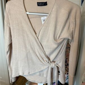 Abercrombie & Fitch Beige Knit Wrap Top